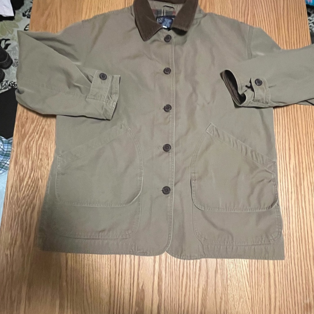 Lands' End Tan Barn Jacket with Brown Collar
